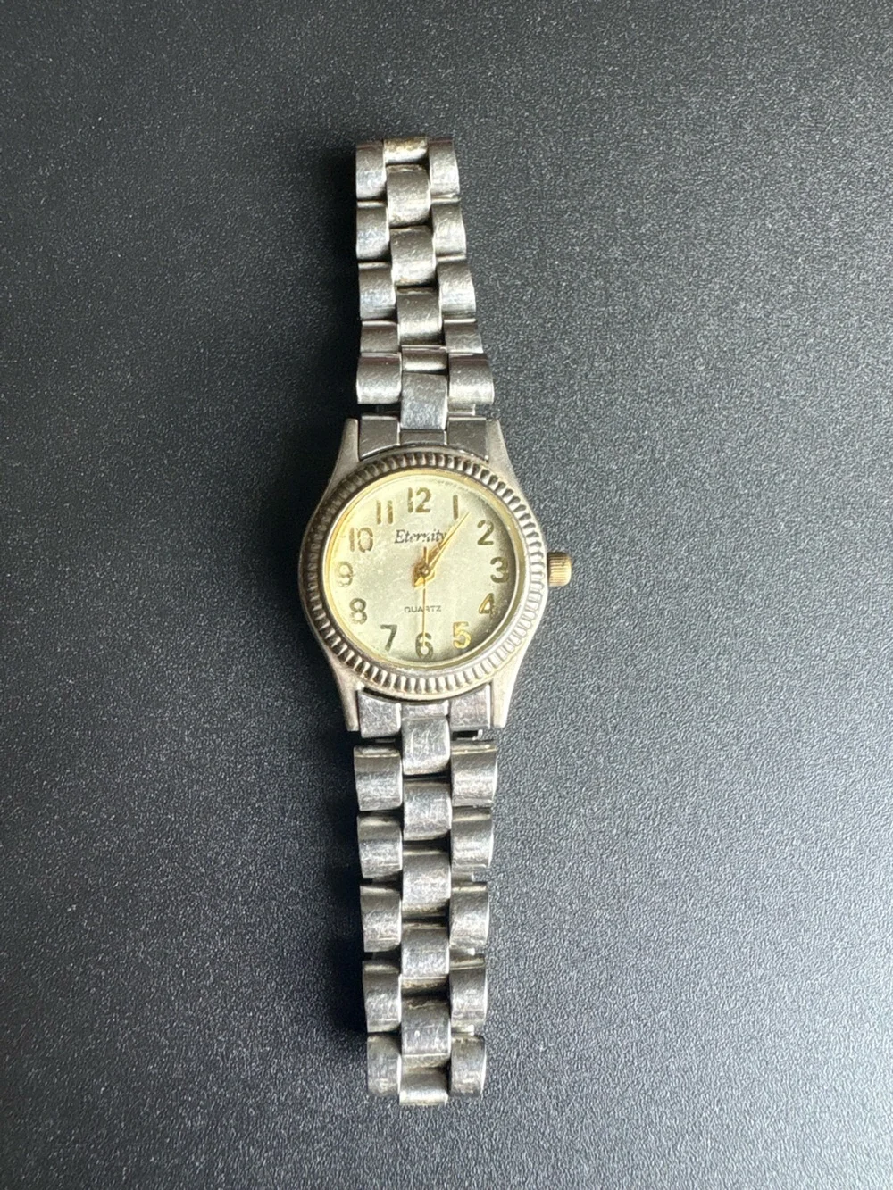 Eternity Quartz Silver-Tone Ladies Watch measurements shown non running